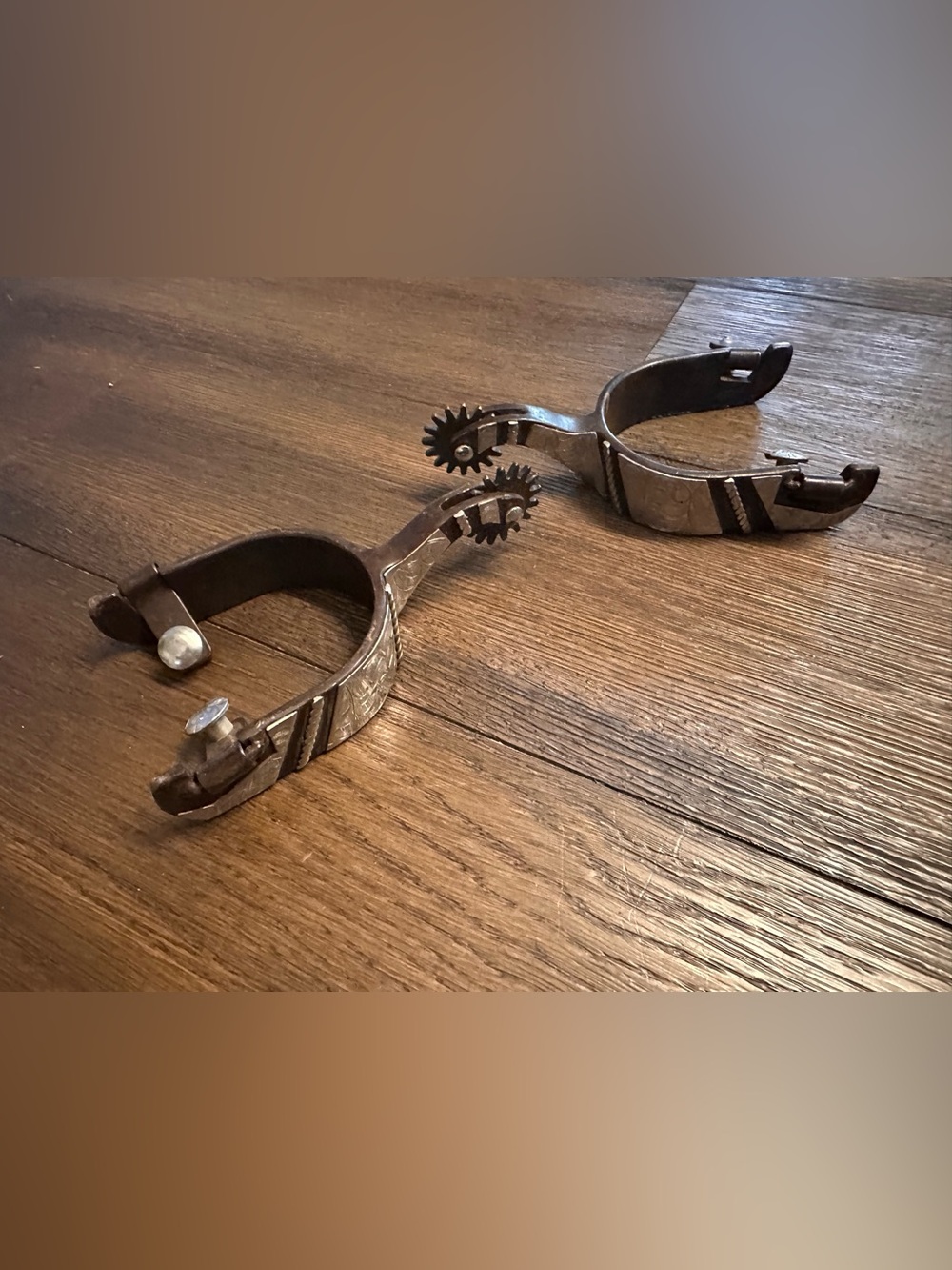 Horse Tack - FG Pro Shop Brown Steel & Silver Ladies Western Spurs